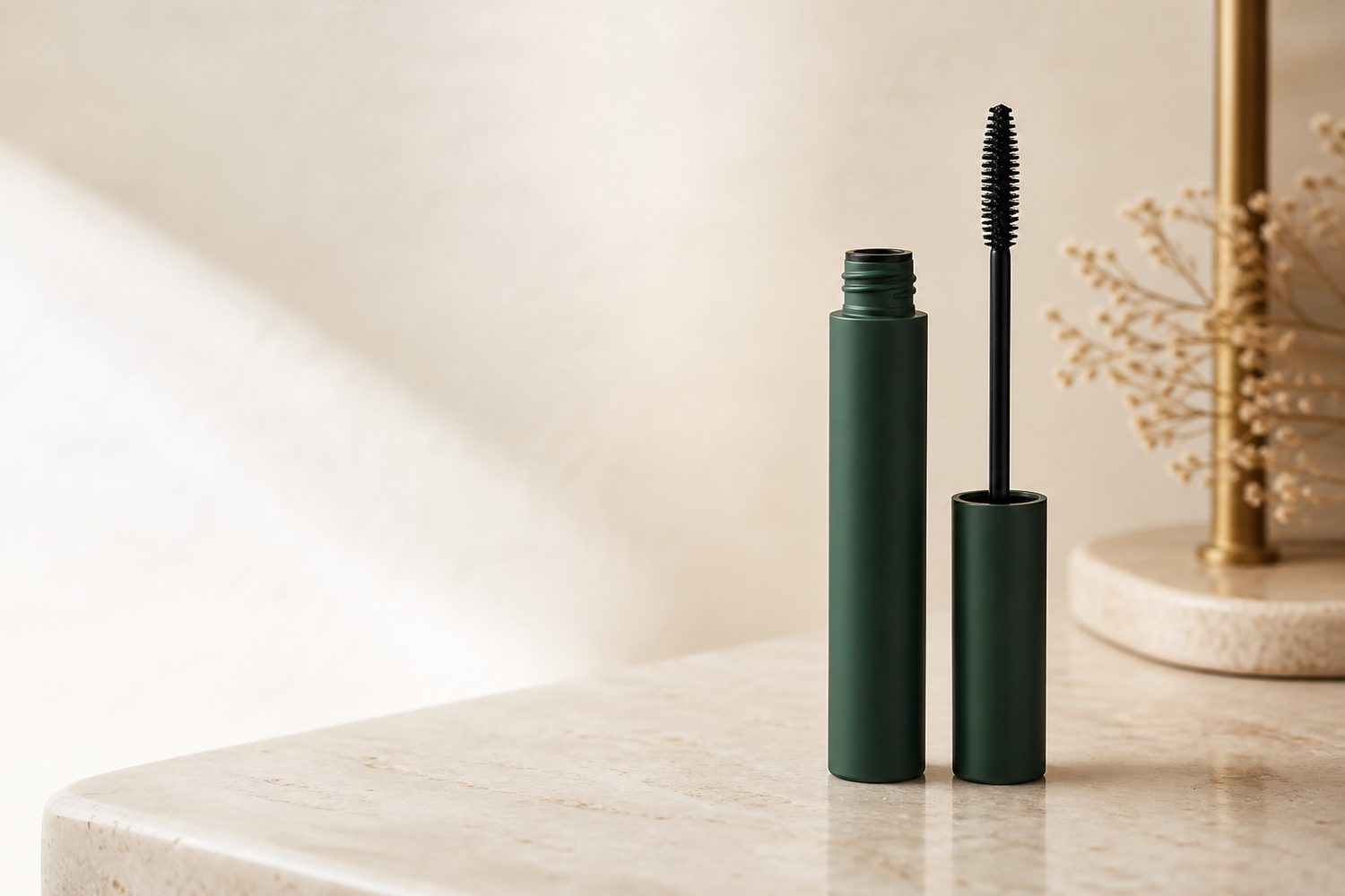 Unbranded mascara reference image on a vanity